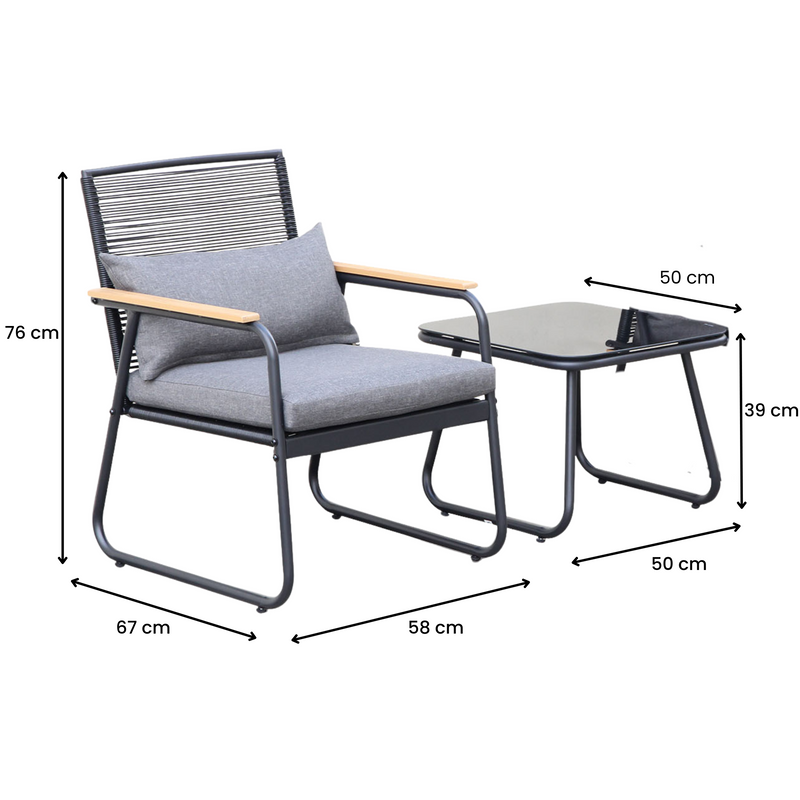 Outdoor 3-Piece Wicker Conversation Set