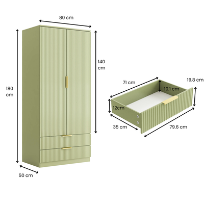 Elba 2-Door Wardrobe – Green Matte