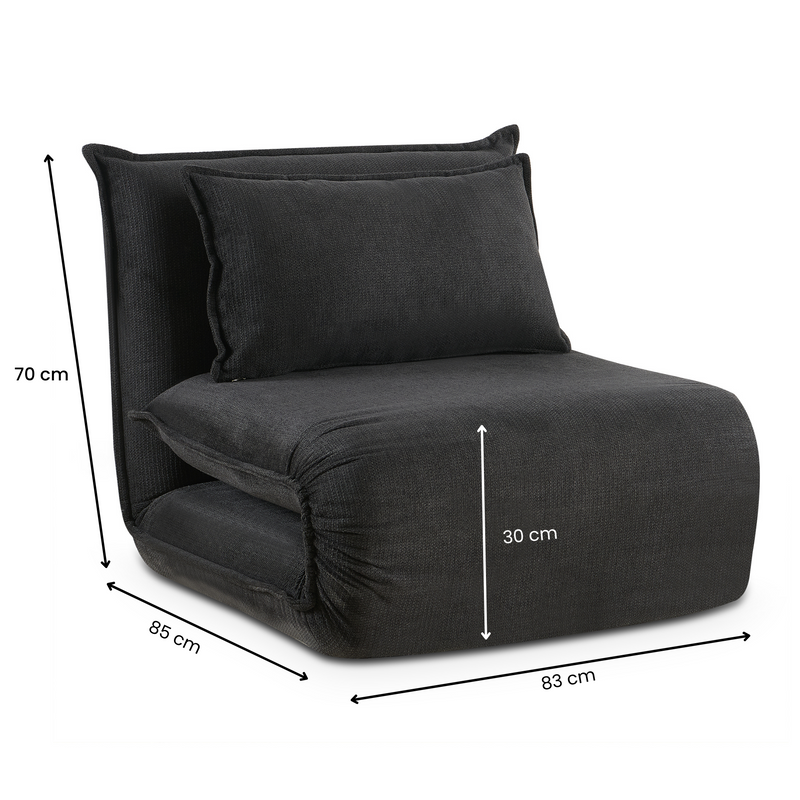 Bishop Overlap Sofa Bed Single - Dark Grey