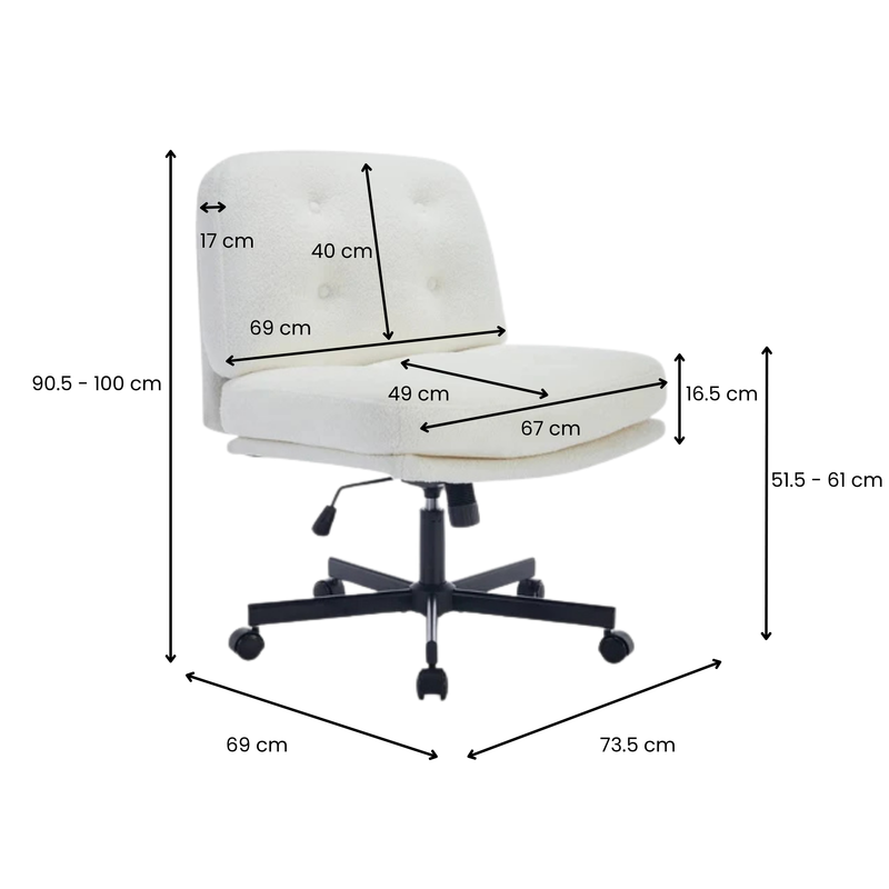 Lana Cross-Legged Office Chair - Cream