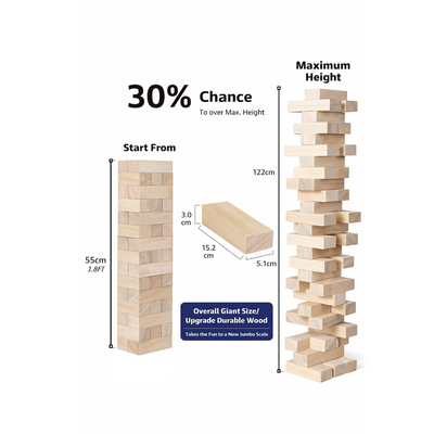 Giant Wooden Tumble Tower – Classic 54 Block Set