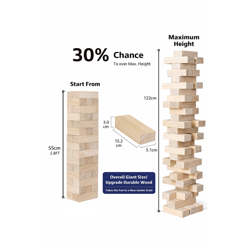 Giant Wooden Tumble Tower – Classic 54 Block Set