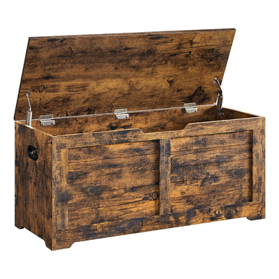 Large Storage Box with Safety Hinges 184L - Rustic Brown