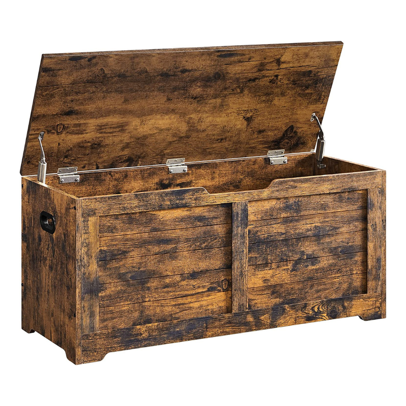 Large Storage Box with Safety Hinges 184L - Rustic Brown