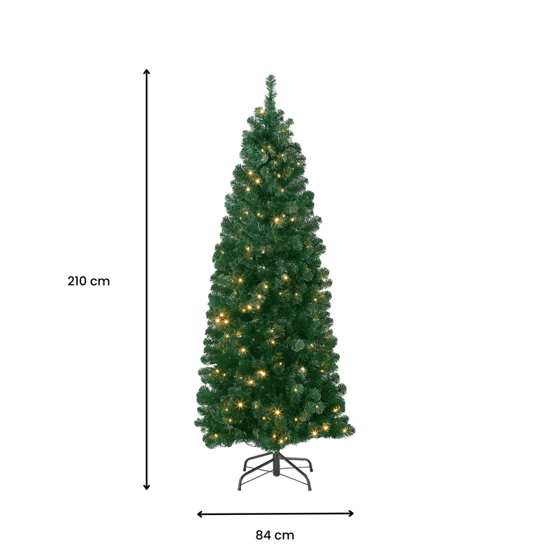 Sleek Fir Pre-Lit Christmas Tree - 210cm (7Ft)
