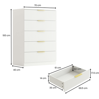 Elba 5-Drawer Chest – White Matte