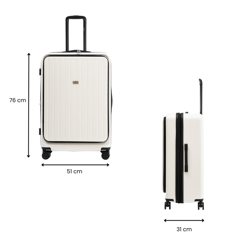Solura Pro 76cm Hardside Carry-On Suitcase White