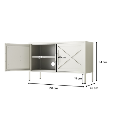 Hamptons Steel Storage Locker - Cream White
