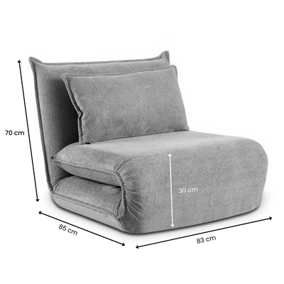 Bishop Overlap Sofa Bed Single - Light Grey