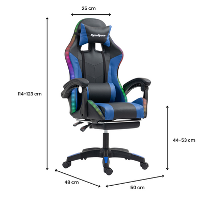 Vega LED Gaming Massage Office Chair With Footrest - Blue