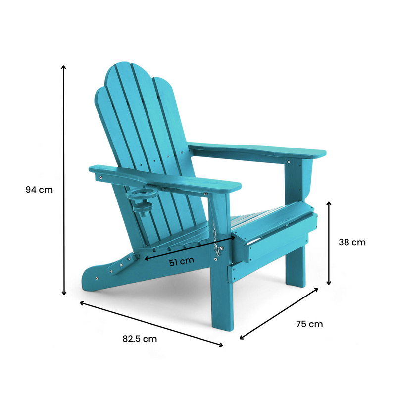 Adirondack Outdoor Chair with Cup Holder - Peacock Blue