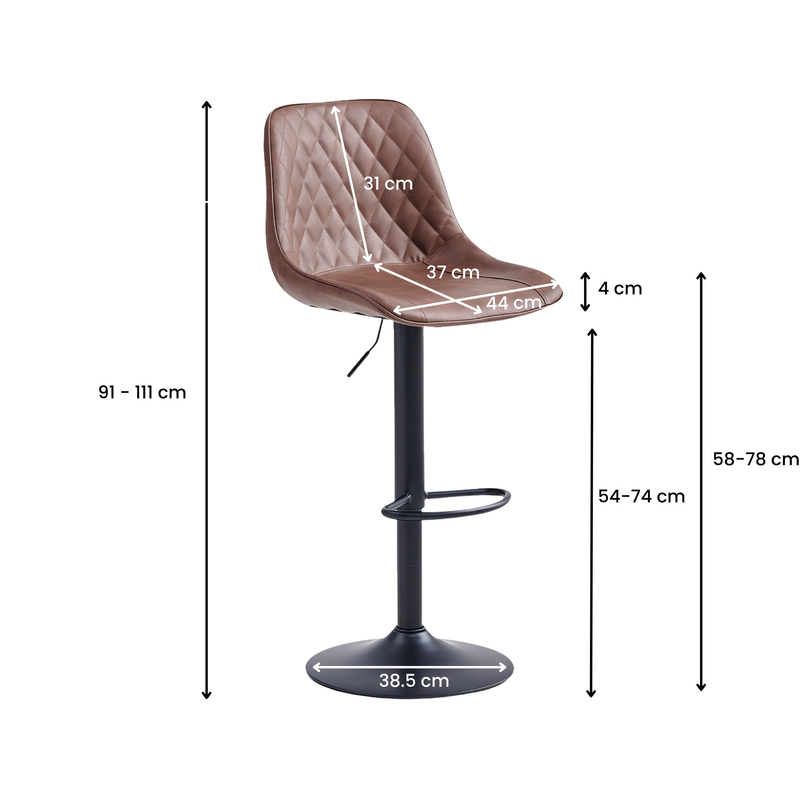 Marshall Vintage Adjustable Bar Stools - Brown (Set of 2)