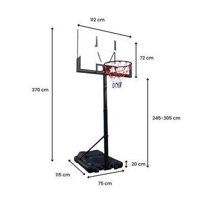 DynaSpace Pro 245–305cm Basketball Hoop Stand Set with Wheels