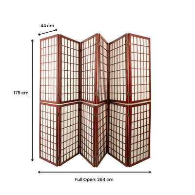 Red Wood Frame with Rice Paper Panels - 6P