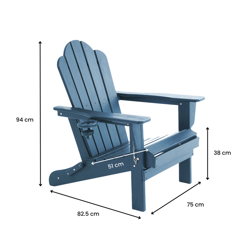 Adirondack Outdoor Chair with Cup Holder - Blue