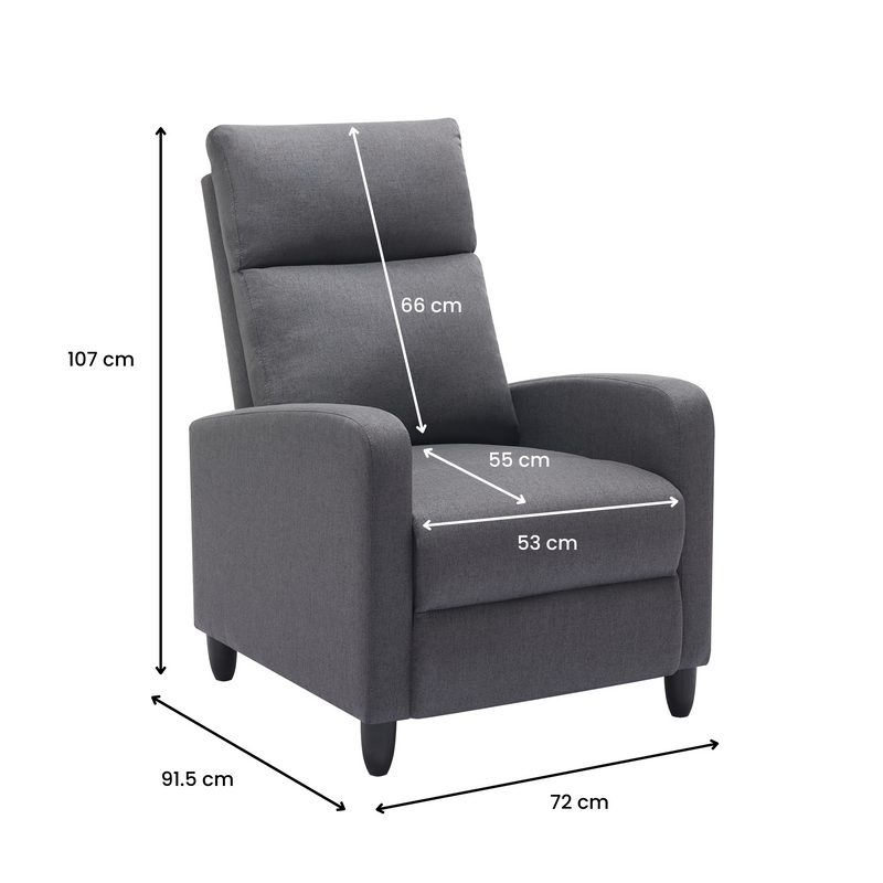 Frankie Linen Comfort Manual Recliner - Grey