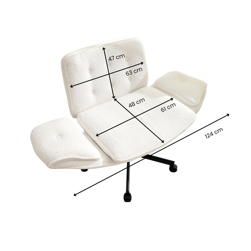 Cross-Legged Swivel Vanity Chair – Cream White