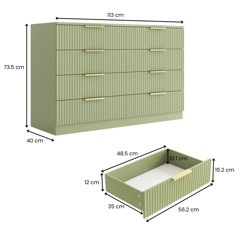 Elba 8-Drawer Chest – Green Matte