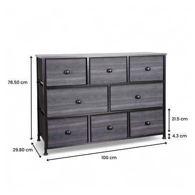 8 Drawer Fabric Dresser with Wood Top - Charcoal Black