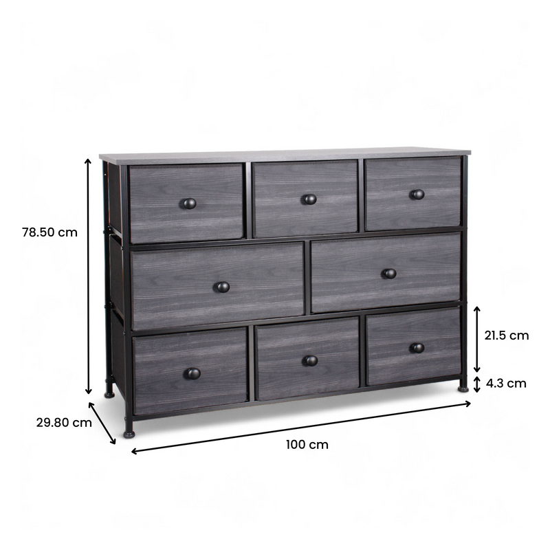 8 Drawer Fabric Dresser with Wood Top - Charcoal Black