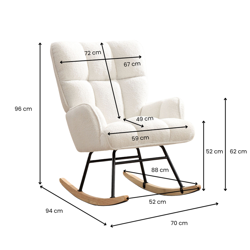 Boucle Rocking Armchair – White