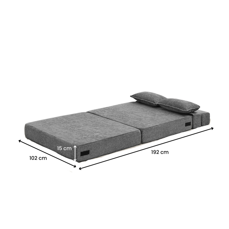 3-in-1 Foldable Lounge Sofa Bed – Adult Floor Couch (Charcoal Grey)