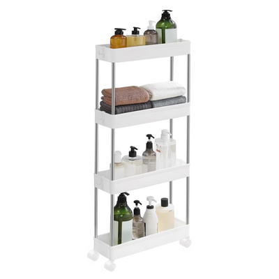 Space Saving 4-Tier Storage Trolley White Songmics