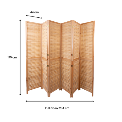 Natural Solid Wood Frame with Bamboo Strips Panels  - 6P