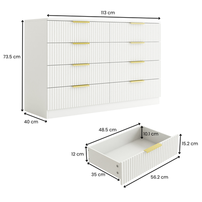 Elba 8-Drawer Chest – White Matte