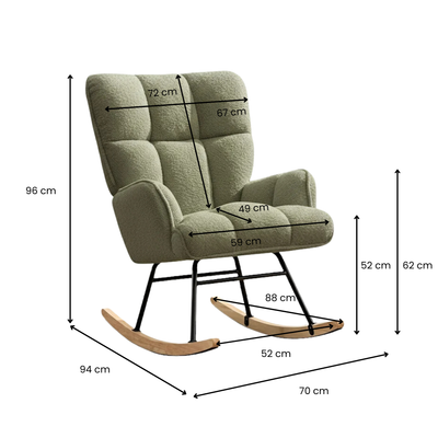 Boucle Rocking Armchair – Green