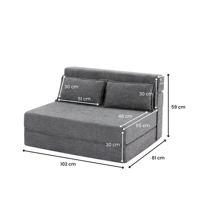 3-in-1 Foldable Lounge Sofa Bed – Adult Floor Couch (Charcoal Grey)