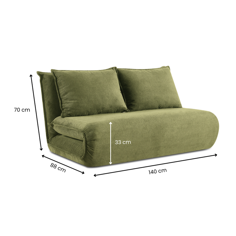 Bishop Overlap Sofa Bed Double - Forrest Green