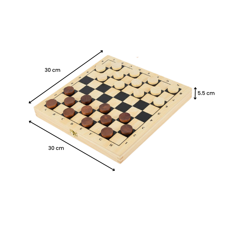4-in-1 Game Set – Chess, Checkers, Noughts & Crosses, Sling Puck