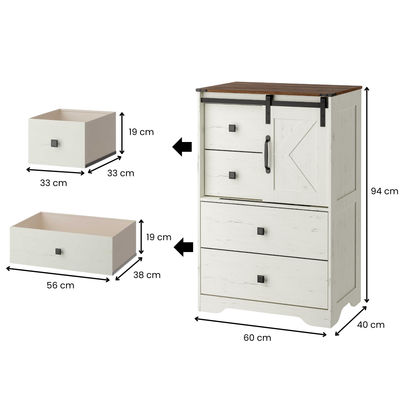 Mila Farmhouse 4 Drawer Tall Dresser
