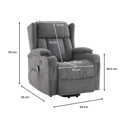 Electric Lifting Massage Recliner Armchair - Dark Grey