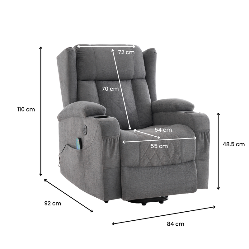 Electric Lifting Massage Recliner Armchair - Dark Grey