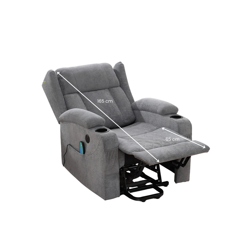 Electric Lifting Massage Recliner Armchair - Dark Grey