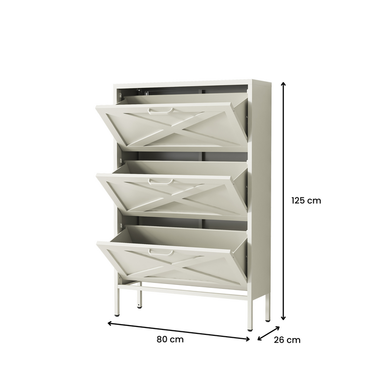 Hamptons Shoe Locker - Cream White
