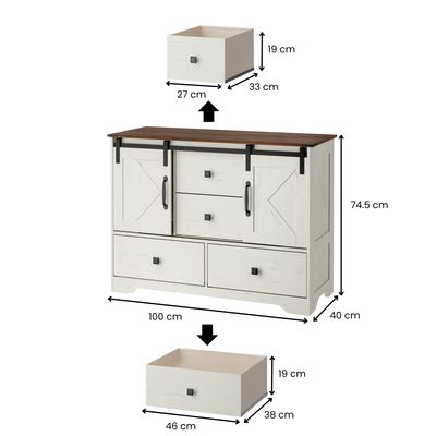 Mila Farmhouse 4 Drawer Wide Dresser