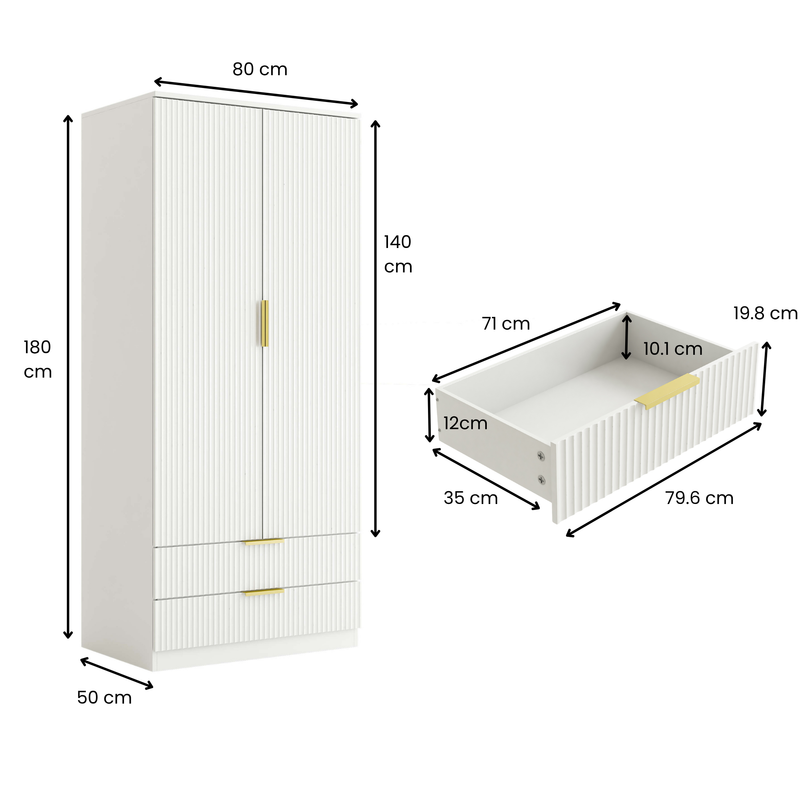 Elba 2-Door Wardrobe – White Matte