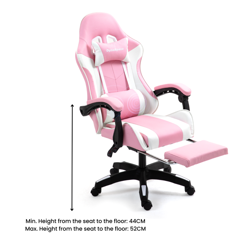 Nero Gaming Massage Office Chair With Footrest - Pink