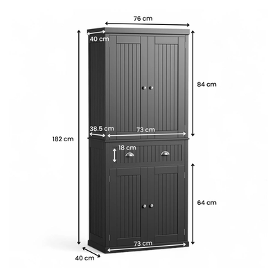 Briana Kitchen Pantry Cabinet - Black