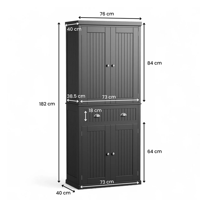 Briana Kitchen Pantry Cabinet - Black