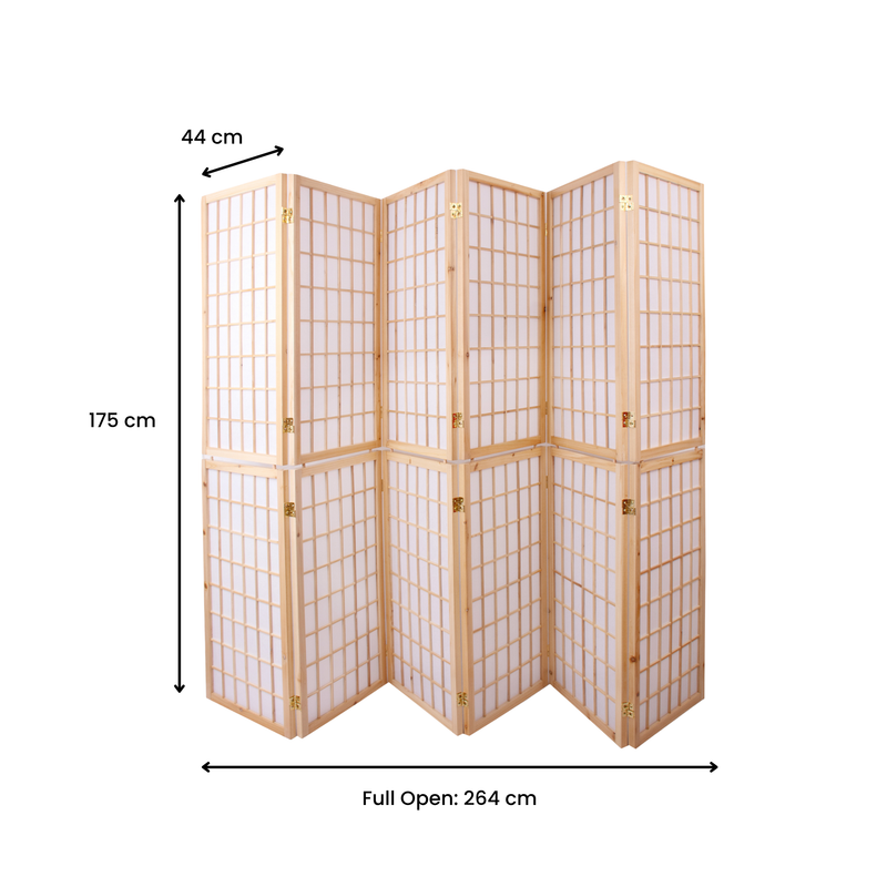 6-Panel Wooden Room Divider - Natural