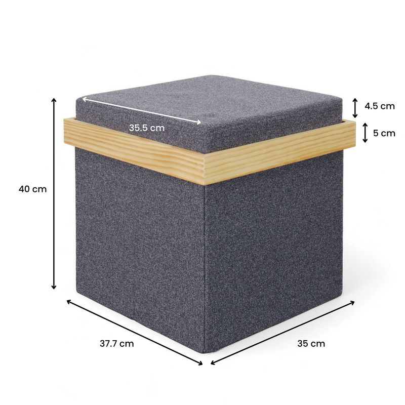Mazie Tray Top Folding Ottoman - Dark Grey