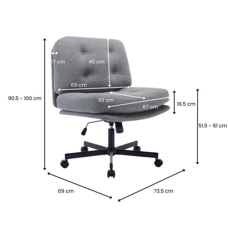 Lana Cross-Legged Office Chair - Grey