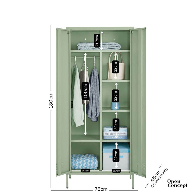 Rainbow Locker Storage Wardrobe - Green
