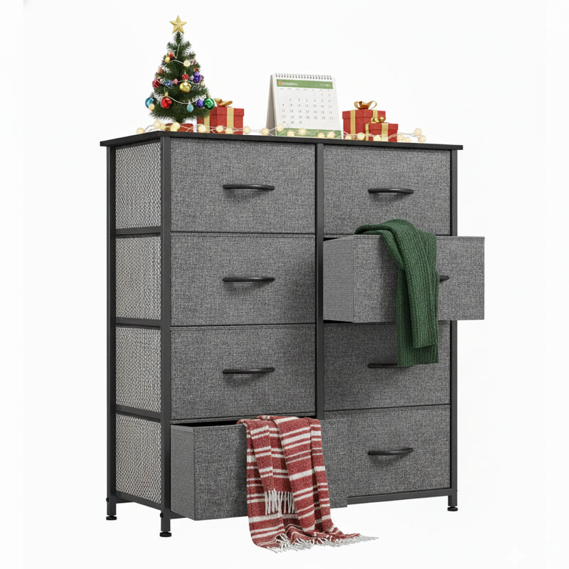8 Drawer Storage Chest - Black