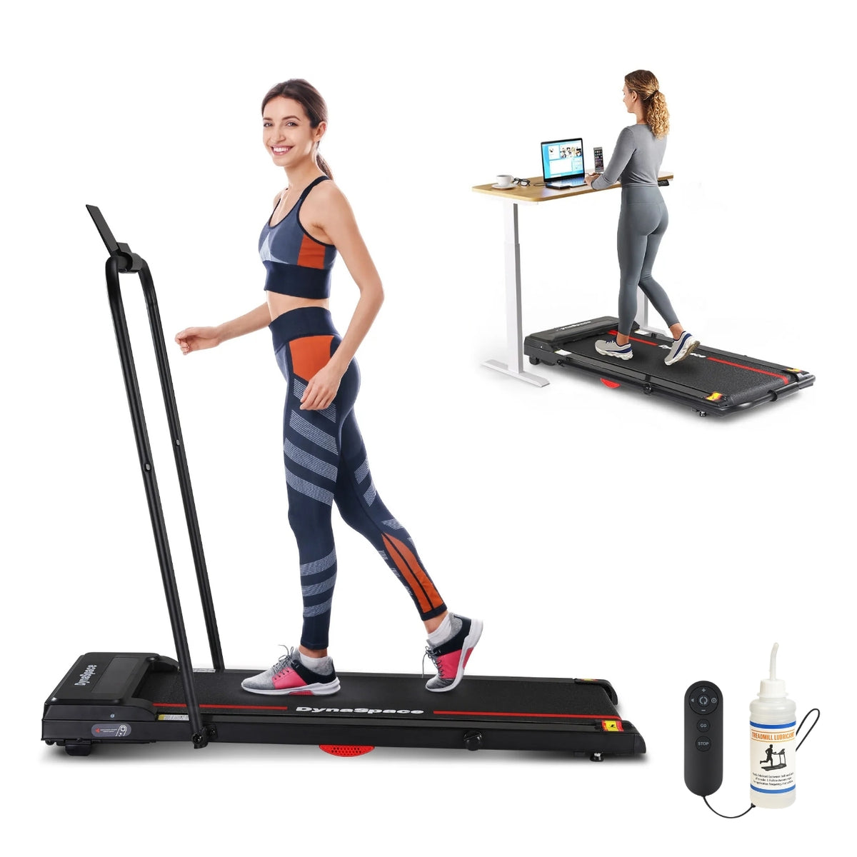 Dynaspace L1 Under Desk Treadmill 10km/h 380mm 2-in-1 Walking Pad With Handlebar