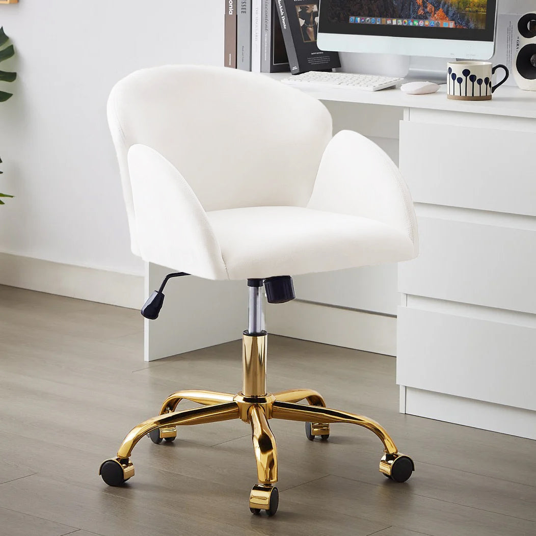 Elle Velvet Office Chair - White – Space General